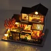 Doll House Accessories Diy Dollhouse Wood Doll House Miniature Doll House Furniture Kit Led Toys for Children Birthday Present 230307