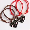 Charm Bracelets A Pair Of Japan And South Korea Fashion Alloy Pendant Friend Peach Heart Splicing Leather Cord Braided Couple Bracelet Gift