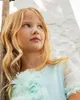 Vestidos de menina flor azul bebê para babados de casamento até o joelho da lixo crianças vestidos de aniversário de criação de vestidos de aniversário