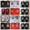 후퇴 대학 축구 21 Deion Sanders Jersey Vintage 7 Michael Vick 10 Steve Bartkowski 32 Jamal Anderson 34 Ray Buchanan 56 Keith Brooking Andre Rison Jerseys