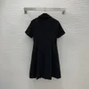 Runway Dresses Designer Milan Dress 2023 Spring Summer Lapel Neck Short Sleeve Fashion Brand Same Style womens B55G