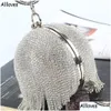 Handbags Purses Sliver Diamonds Rhinestone Round Ball Evening For Women Sparkly Crystals Fashion Mini Tassels Clutch Bag Ladies Ri Dhxvz