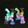 smoking pipes Silicon Bong Water Pipes Silicone Oil Rigs mini bubbler bongs Free Glass Bowl nectar dabber tools