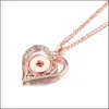 Pendant Necklaces Snap Button Jewelry Rhinestone Sier Rose Gold Heart Shape Fit 18Mm Snaps Buttons Necklace For Women Men Noosa Drop Dhjzq