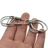 Key Rings hand wrapped Unique creative Fine biker stainless steel wire snap clip hook Carabiner Keychain clasp FOB dual lock s