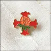 Pins broszki 10pcs czerwony krzyż Constantine Rose Glitter Pins Brooch Masons Niestandardowy odznaka szkliwa masońska