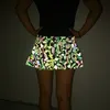 スカート女性グローレインボーヒップホッププリントジッパーアップミニスカートイブニングダンスパーティースカート