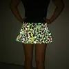 Gonne da donna Glow Rainbow Hip Hop Print Zipper Up Minigonna da sera Gonna da ballo