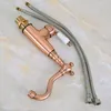 Bathroom Sink Faucets Antique Red Copper Vanity Faucet 360 Rotate Spout Deck Mount Cold Mixer Water Tap Ceramic Handle