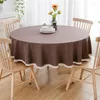 Nappe de table couleur fraîche plaid résistant à la saleté usage domestique pique-nique en plein air rond mode style pastoral coton lin