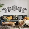 Wall Stickers 5pcs Moon Phase Hanging Decoration Wooden Bedroom Wood Above Bed DIY Headboard Ideas Home 230307