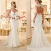 Festklänningar sjöjungfrubröllop för brud Long Lace Open Back Bridal -klänningar med tågklänning Cap Sleeve Robe de Marie TL085 230306