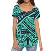 Magliette da donna Polynesia Tribe Abbigliamento donna Samoa 2023 Summer Girls Fashion Tattoo Stampa T-shirt casual con scollo a V manica corta