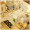 Doll House Accessories Cutebee Diy Dollhouse Kit Wood Doll House Miniature House Furniture Kit Toys for Children Christmas Gift 230307