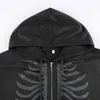 Heren Hoodies Sweatshirts Y2K kleding Skeletpatroon Zip omhoog Drawstring Thermische hoodie Streetwear Diamond Harajuku Jacket Tops Autumn 230306