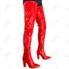 Botlar Rontik Varış Kadınlar Kış uyluk Sahte deri tıknaz topuklu Ayak Parça Ayak Parçası Mor Kırmızı Parti Ayakkabıları Boy Boyut 5-15