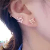Stud Pendientes 585 Chapado en oro púrpura 14K Rose Exquisita estrella brillante Ear Studs Charm Romántico para mujeres Alta joyería