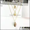 Pendentif Colliers Bohème Shell Conque Collier Femme Fille Déclaration Bijoux Cadeau Or Goutte Livraison Pendentifs Dhti1