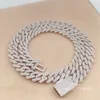 Hip Hop -smycken isas ut 20 "kubansk halsbandarmband Sterling Silver Moissanite 12mm kubansk länkkedja