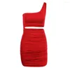 Casual Dresses Comfortable Soft Elastic 2023 Summer Women Fashion Daily Bodycon Draped Strapless Dress One Shoulder Skirts