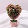 Fleurs décoratives Romantique Plantes Artificielles Bonsaï Amour Coeur Arbre Pot Faux Rose Fleur En Pot Maison Ornement Décor El Jardin Cadeau