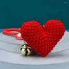 Keychains Fashion Plush virkad kärlek Key Chain Pendant Söt handgjorda Wool Woven Heart Flower Keychain Women Present Bag Charm Keyring