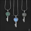 Colares pendentes Love Lucky Heart Key Gemtone para fazer brincos de colar de jóias encantos de bordo da pedra de cristal homens cura