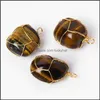 Stone Pendant Irregar Rose Quartz Agate Tiger Eye Pärlor Pendants Guld Charms för DIY -smycken Making Halsbandörhängen Drop Leverans Dhjpr