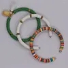 Charm Bracelets Potosala 3Pcs/set Multicolor Polymer Clay Bracelet Ladies Beach Wind Handmade Tassel Suit Opening Shell