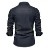 メンズカジュアルシャツ2023スプリングデニム長袖品質スリムフィットストリートウェアSデザイナー衣料カウボーイ230306