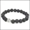Bracelets de charme Árvore da vida encantos de 8mm de lava preta de lava preto strinet de bracelete