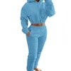 Women's Two Piece Pants Jogging Suits For Women 2 Sweatsuits Tracksuits Outfits Sexy Long Sleeve Warm Fleeece Crop Hoodie Bodycon Sets