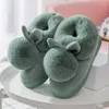 Slippers Cotton Winter Women Lovely Big Plush Ball Shoes Female Indoor Thick Warm Full Cover 36-41