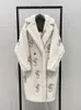 MMax Teddy Bear blanc en laine d'alpaga, manteaux Icon en fourrure d'hippocampe rivetés et perlés, vêtements d'extérieur pour femmes, col à revers, double boutonnage