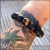 Beaded Strands Natural Stone Beaded Bracelet Mens Volcanic Rock Gemstone Essential Oil Diffusion Yoga Wrist Jewelry Drop Delivery Br Dh7Cf