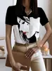 Blouses pour femmes Bureau Lady Short Print Shirt Top Casual Cold-Down Collar Button Shirts Fome Fomen 2023 Spring Summer Slim Blouse