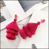 Charm Colorf Layered Tassel Earrings Bohemian Dangle Drop For Women Girls Tiered Druzy Stud Gifts Delivery Jewelry Dhreo