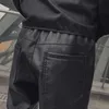 Herenbroek nieuwe heren leren broek trend mode verdikt warme motorfiets winddichte waterdichte waterdichte pu zwarte broek Harajuku man streetwear Z0306