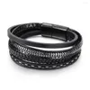 Strand Fashion Multi-Layer Hand Woven Leather Bracelet Men's Personality Magnet Clasp Accessories National Style Gift