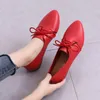 Dress Shoes Big Size Spring Women Flats Shoe Genuine Leather Ladies Female Cutout Slip on Ballet Flat Loafers 230307