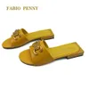 Slippers Fabio Penny Plain Color Lady S Flat Slippers Holiday Comfort Italian Style Clasp Shoes 230307