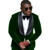 Men's Suits Handsome Velveteen Groomsmen Shawl Lapel Groom Tuxedos Men Wedding/Prom Blazer ( Jacket Pants Tie) B571