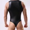 Maillots de corps Sexy hommes simili cuir body boxeurs combinaisons maillots de lutte Lingerie Stretch serré Gay Jockstrap