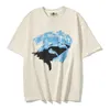 (Men 's Plus Tees는 Crestictlo Great White Shark Retro 프린트 짧은 소매 티셔츠 오래된 American High Street Loose 남자와 여자 느슨한 큰 짧은 슬리브로 만든 티셔츠