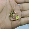 Pendentif Colliers Yungqi Tiny Bee Collier pour Femmes Fille Émail Insecte Fleur Collier Chaîne En Acier Inoxydable Bijoux Femme Collier Cadeau