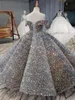 Girl Dresses Girl's Luxury Silver Bling Sequin Girls Pageant Fluffy Off The Shoulder Ruched Flower Ball Gowns Party For