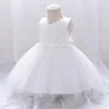 Mädchenkleider weiße Spitze Blume Weihnachten Prinzessin Elegante Kinder Kinder Kleidungskleid Party Kostüm Kleidung