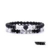 Fili di perline Due set di bracciali 8mm Perline di pietre preziose Bracciale regolabile per yoga da uomo e da donna Ansia Aromaterapia Essenziale Dhf1Z