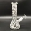 2023 Heady Bong Glass 20cm 8インチ暗い白い頭蓋骨水路で輝くボンガラスボン14mm下の茎とボウル2 in 1使用準備ができている