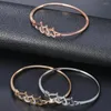 Bangle Luxurious Three Hollow Heart ArmeletsBangles For Woman Gold Silvery Simple Crystal Wedding Presents Fashion Jewelry 2023